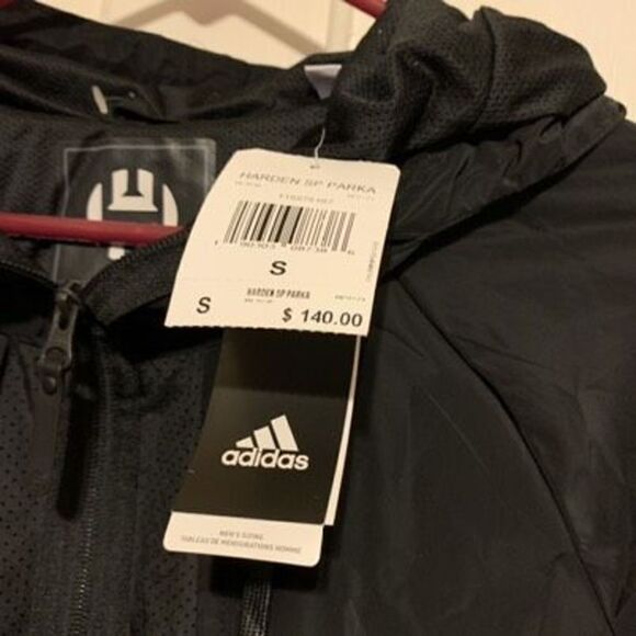 Adidas James Hardin SP Size Small Black Basketball Parka *New* - Picture 3 of 7